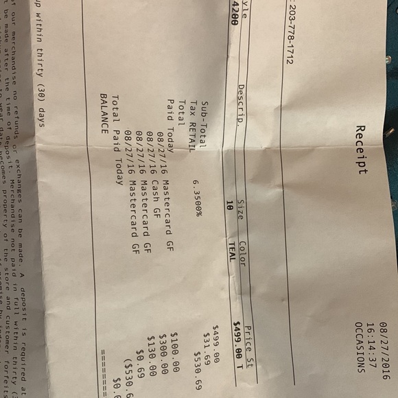 NWOT Stunning Teal Dress - Picture 7 of 7